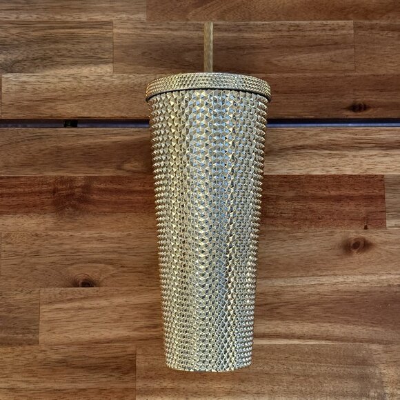 STARBUCKS Christmas Holiday 2022 Gold Bling Studded VENTI 24 oz TUMBLER Cold Cup - Picture 4 of 10